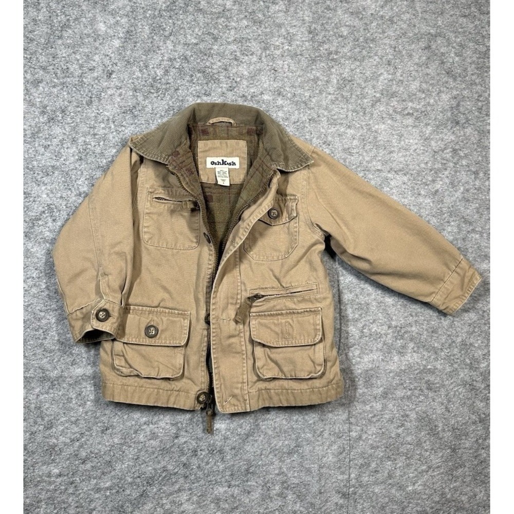 Vintage OshKosh B'gosh Toddler Kids Brown Lined Safari Jacket Size 4 Years